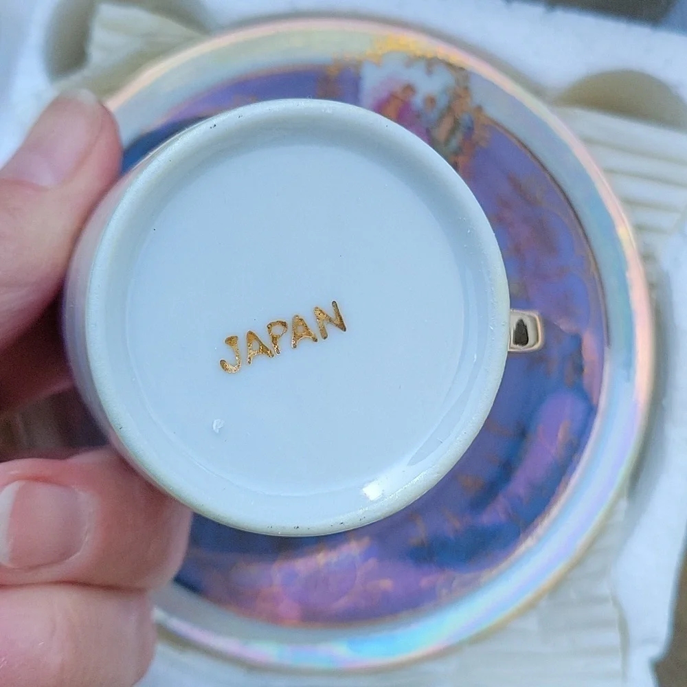 Iridescant Madonna Nacre Pearly Italian Espresso Coffee Turkish 6 Person Set New